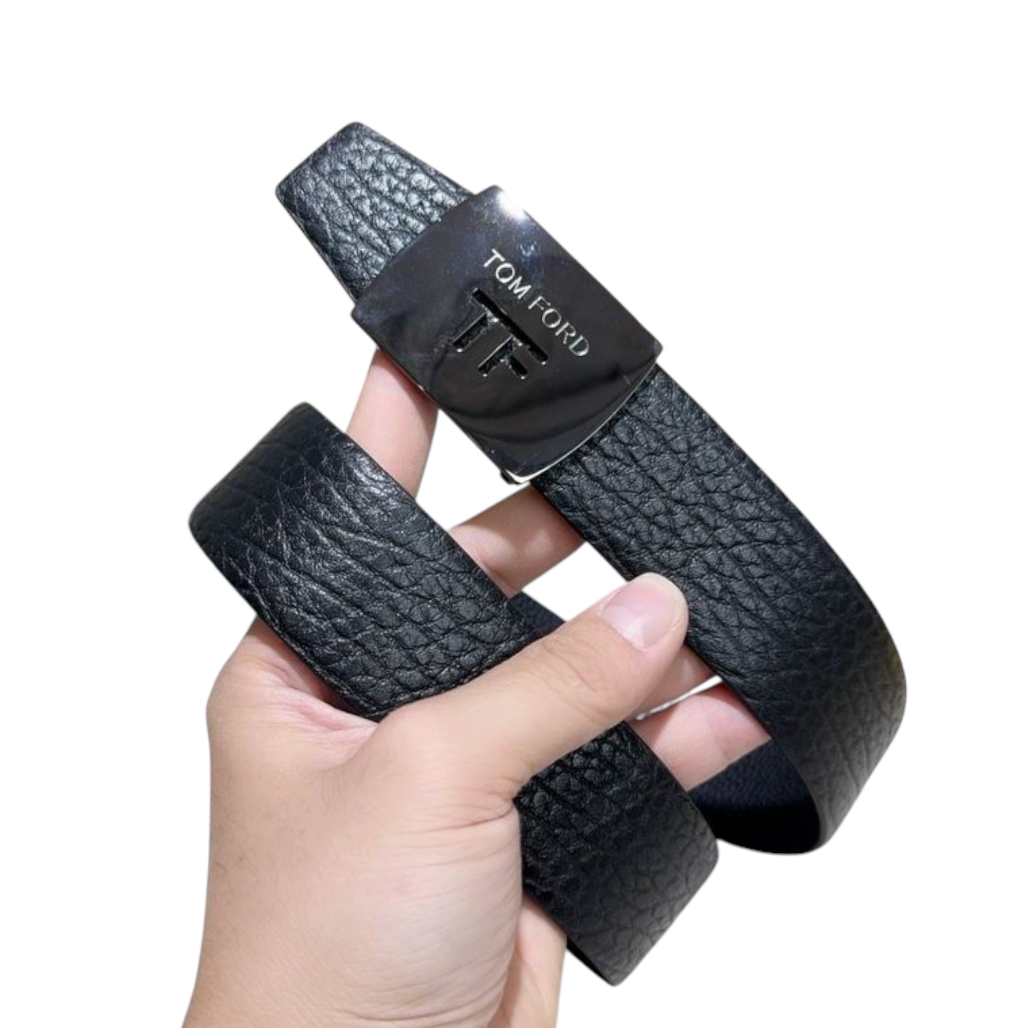 Tom Ford Reversible Pebbled Leather T-Buckle Belt 100 cm